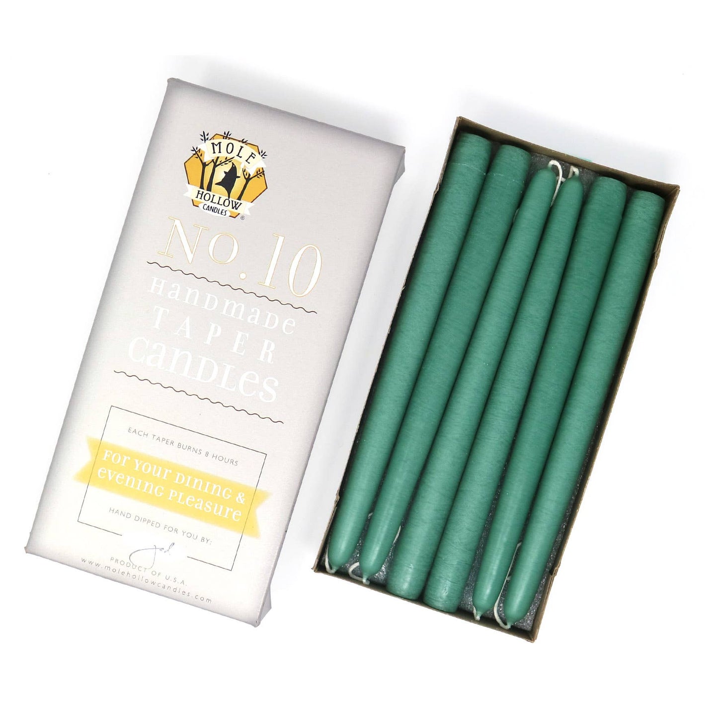 10" Hand Dipped Unscented Taper Candles - 39 Colors USA Made