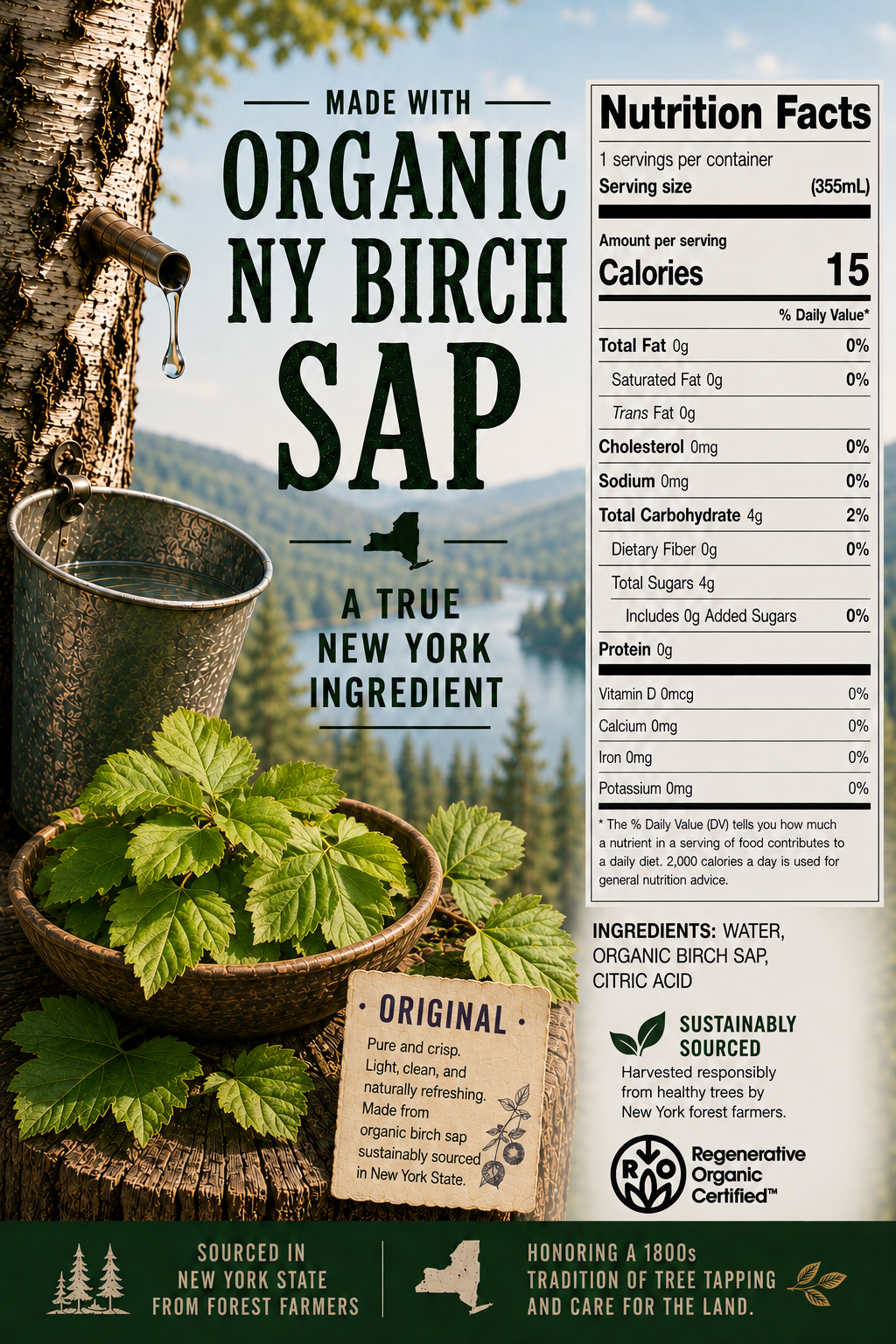 ORGANIC BIRCH SAP SELTZER  NY-SOURCED