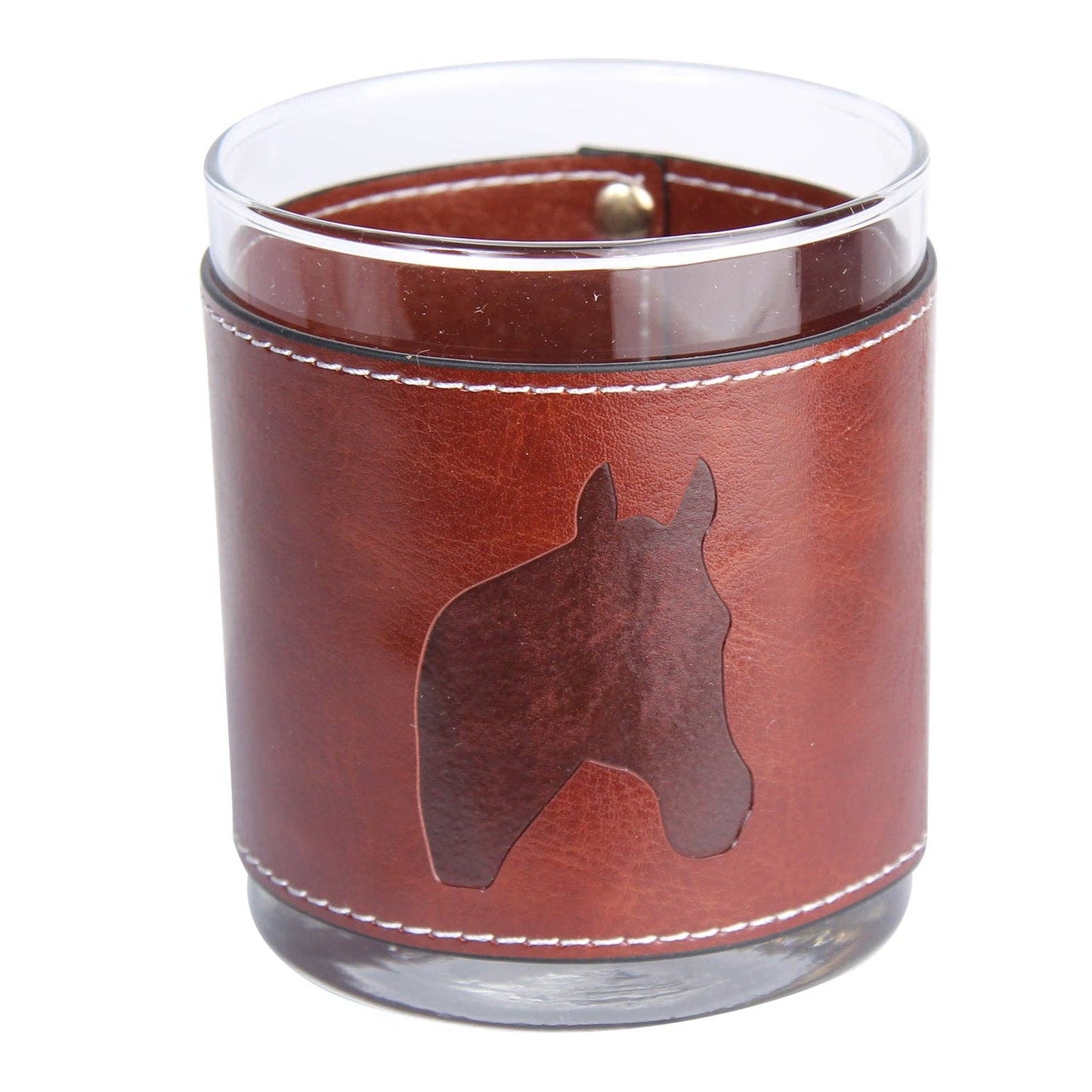 Horse Head Faux Leather Rocks Glass