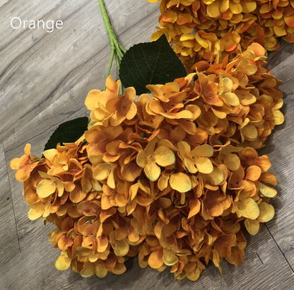 18" Super Soft Silk Hydrangea Artificial Flower YellowOrange