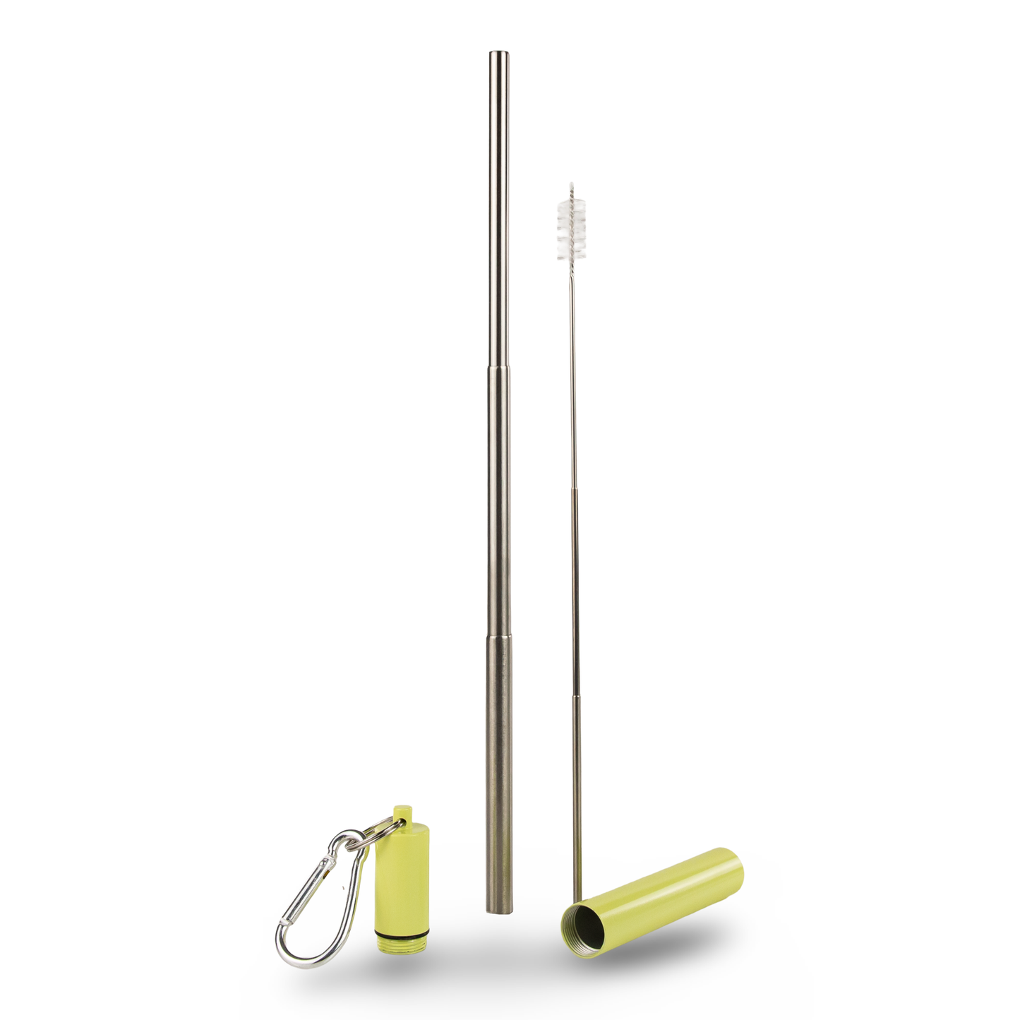 Collapsable Metal Straw Keychain w/ Cleaner