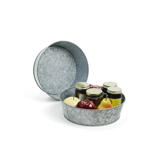 10 inch round galvanized tub with no handles
