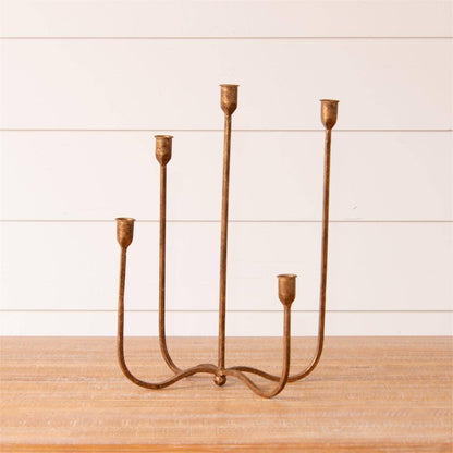 Hand Forged Metal Candelabra, Brass (PC)