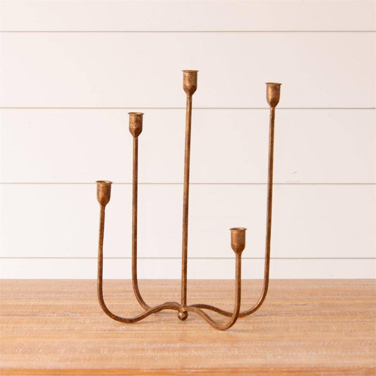 Hand Forged Metal Candelabra, Brass (PC)