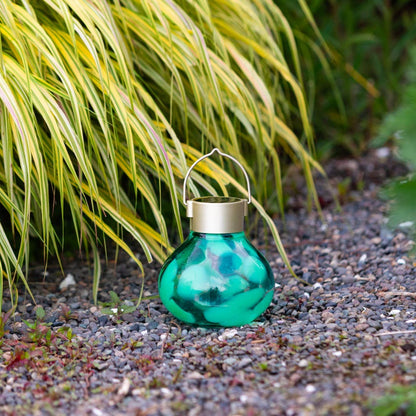 'Teal' Tea Lantern - Glass Outdoor Solar Lantern