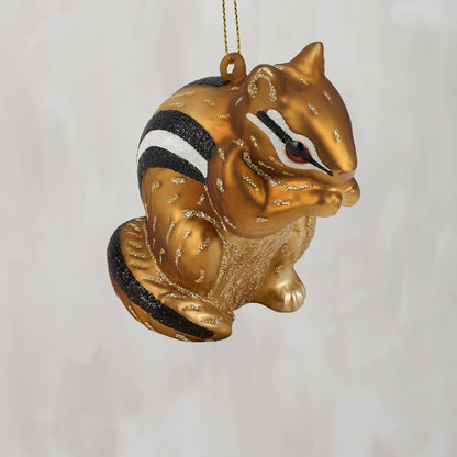 Chipmunk Glass Ornament