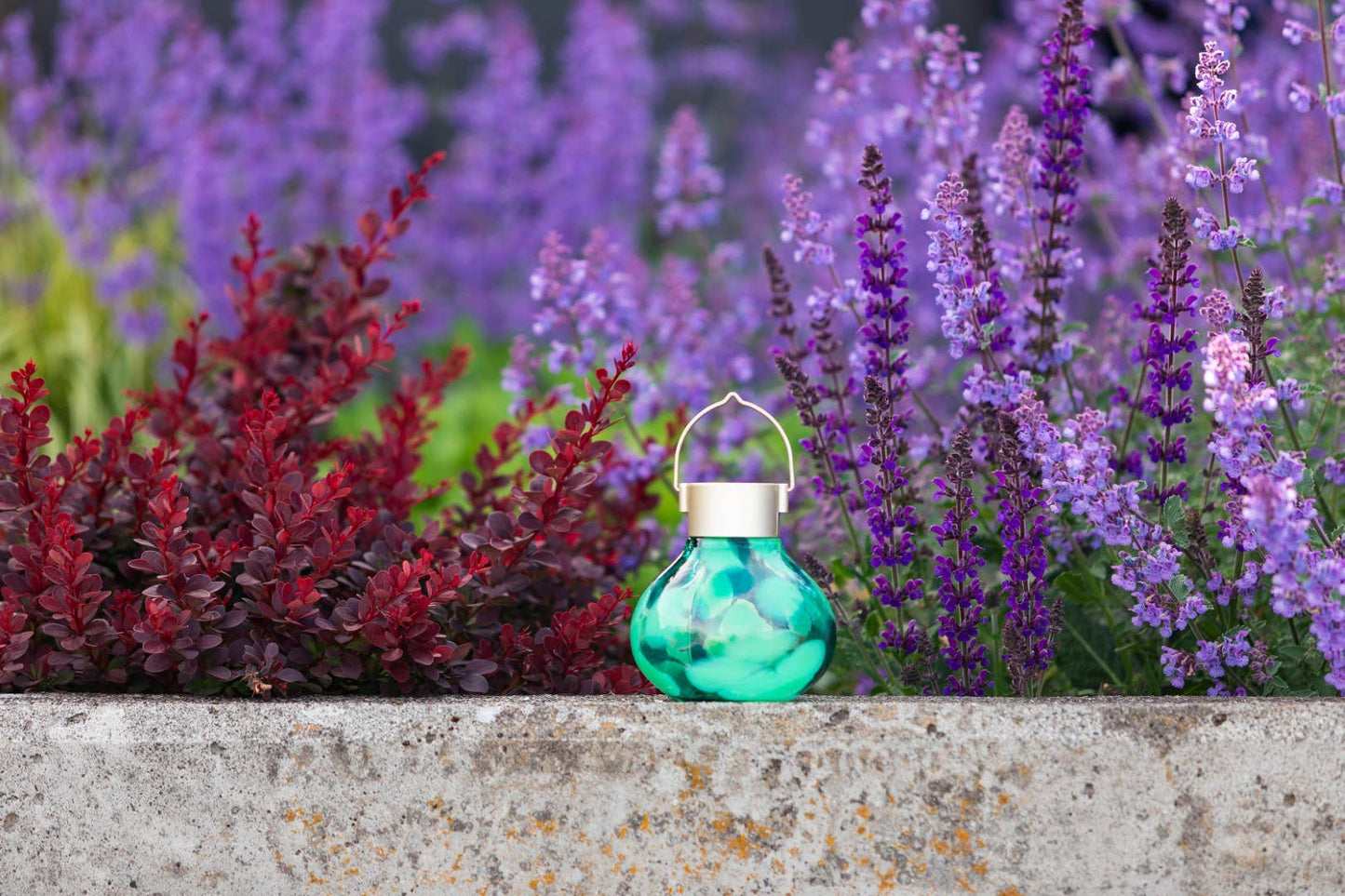 'Teal' Tea Lantern - Glass Outdoor Solar Lantern