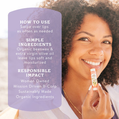 Badger Lavender Orange Classic Lip Balm, Uplifting & Calming
