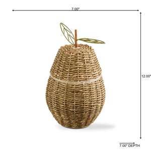 Pear Lidded Basket Natural Seagrass