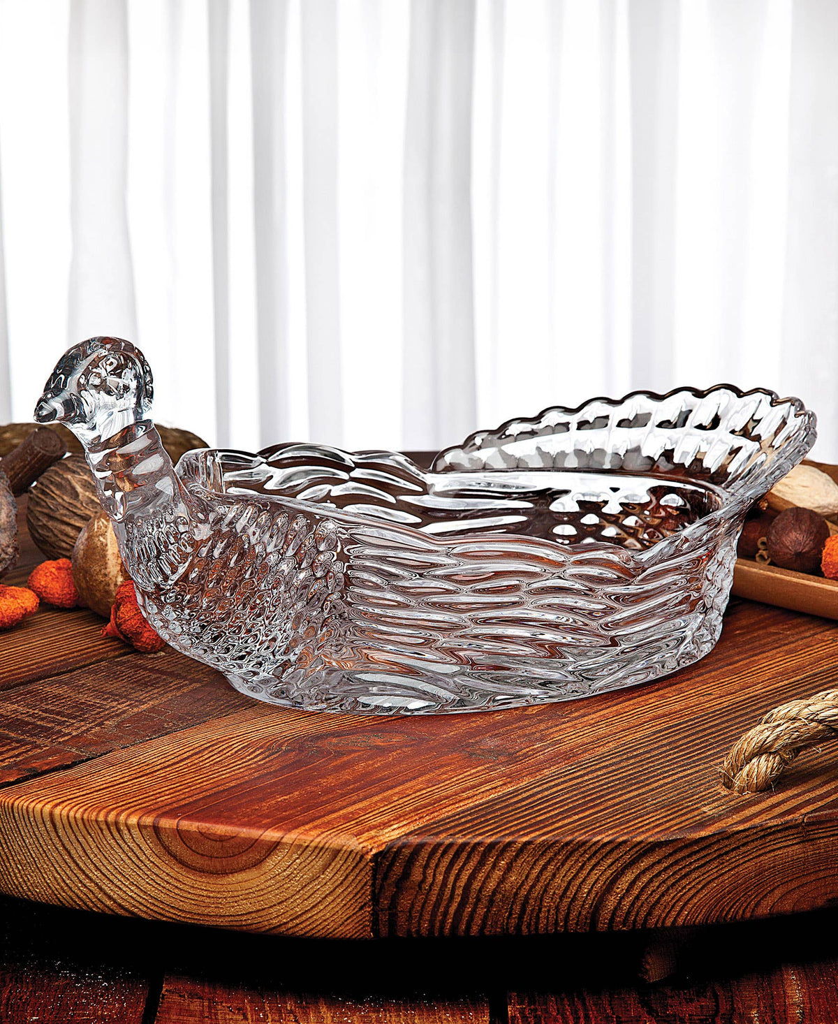 Harvest Turkey Crystal Serving Platter