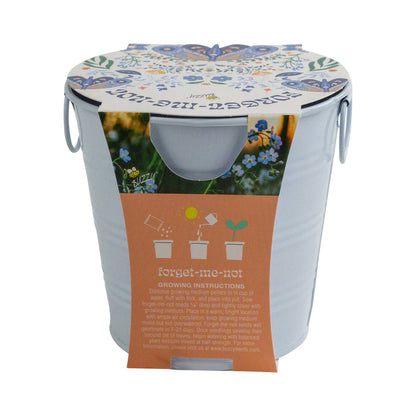 Painted Flower Grow Pail – Forget-Me-Not Indoor Garden Gift