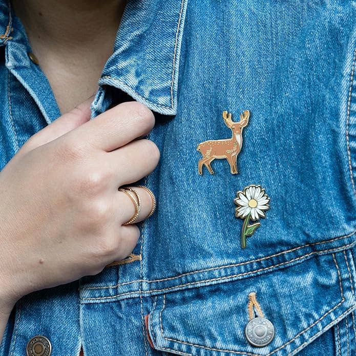 Deer Pin with Gold Antlers