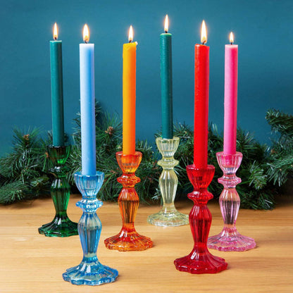 Dark Green Glass Candle Holder