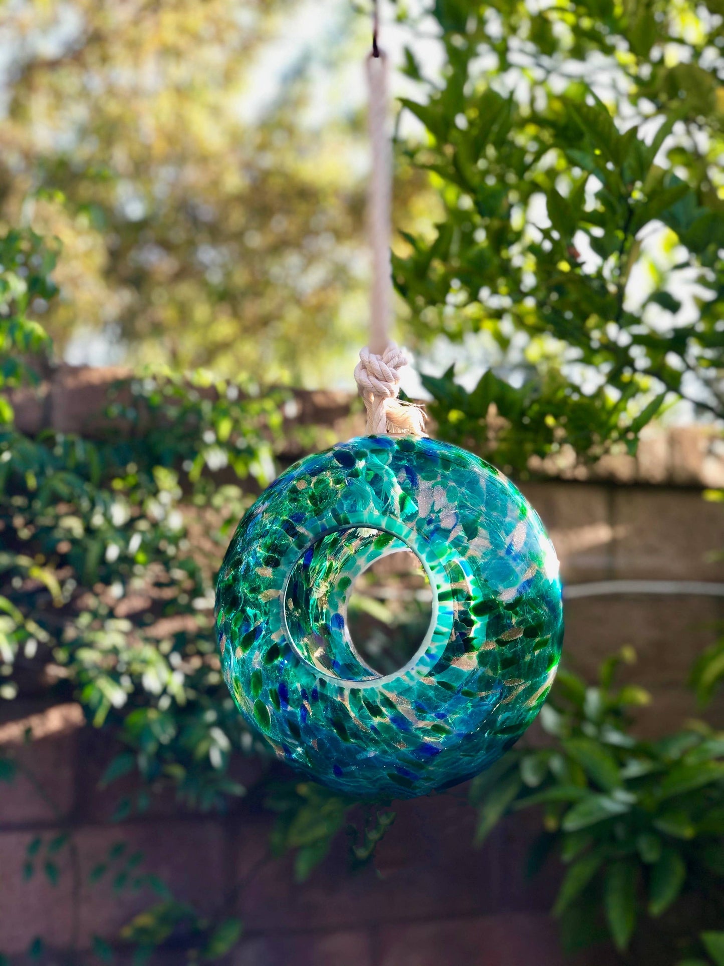 Handcraft Art Glass Bird Feeder