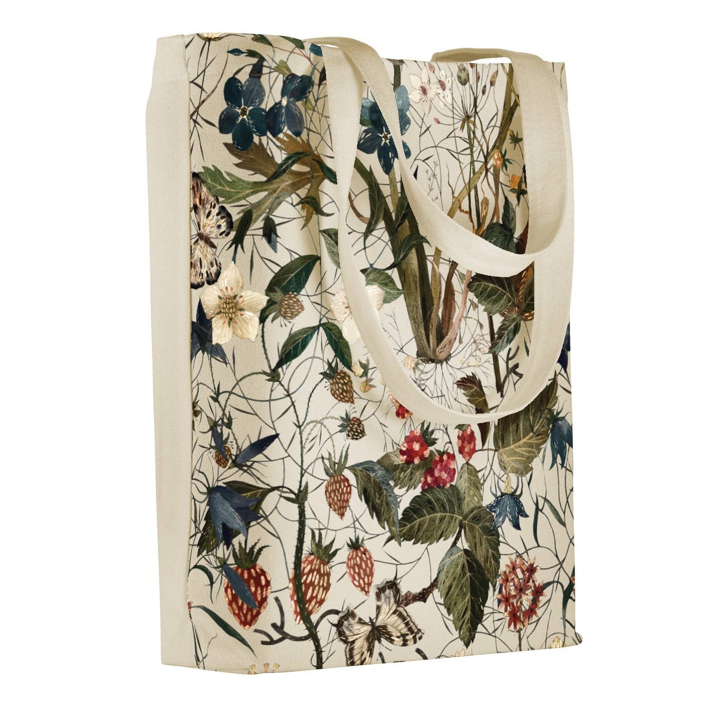 Canvas Shopper Bag - Forest Flowers on White