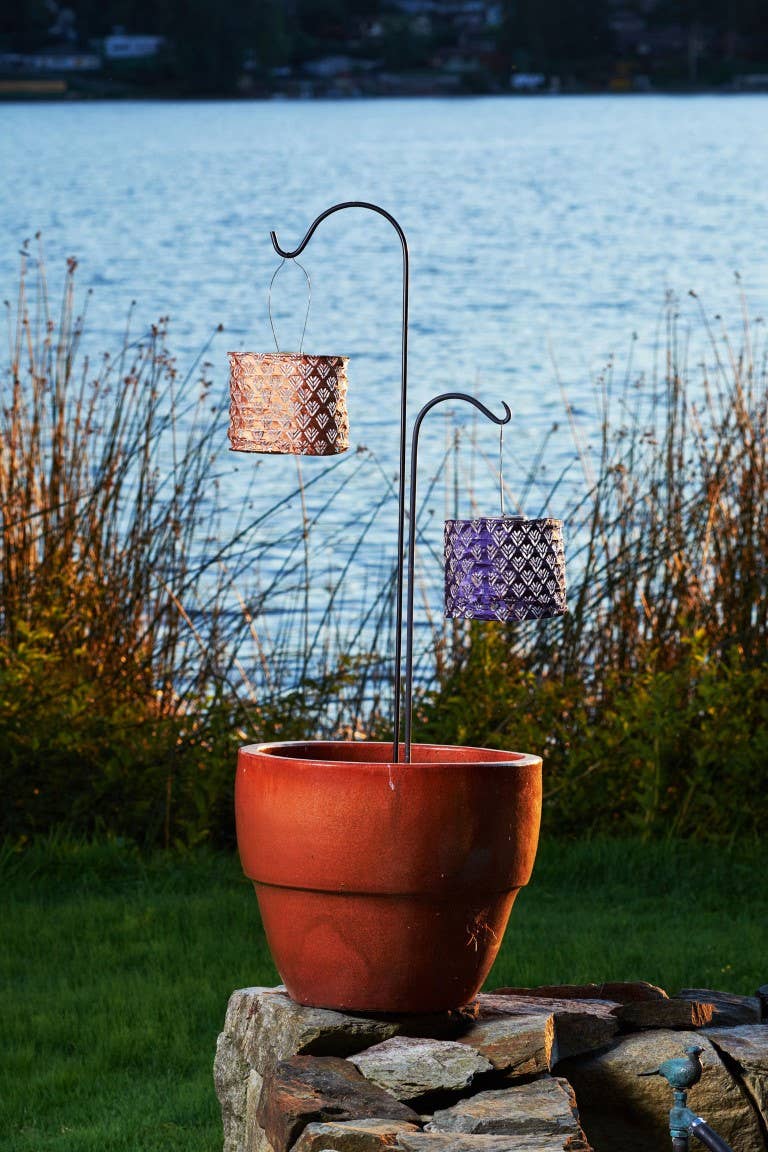Stella Chevron Drum Solar Lantern - Copper