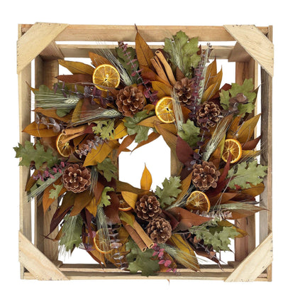 Pinecone Citrus Wheat Harvest Wreath