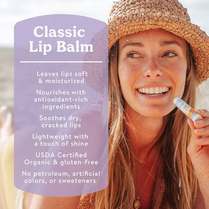 Badger Lavender Orange Classic Lip Balm, Uplifting & Calming