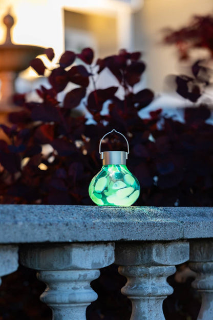 'Teal' Tea Lantern - Glass Outdoor Solar Lantern