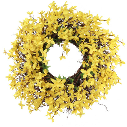 Forsythia Wreath On Grapevine Ring-16" Faux