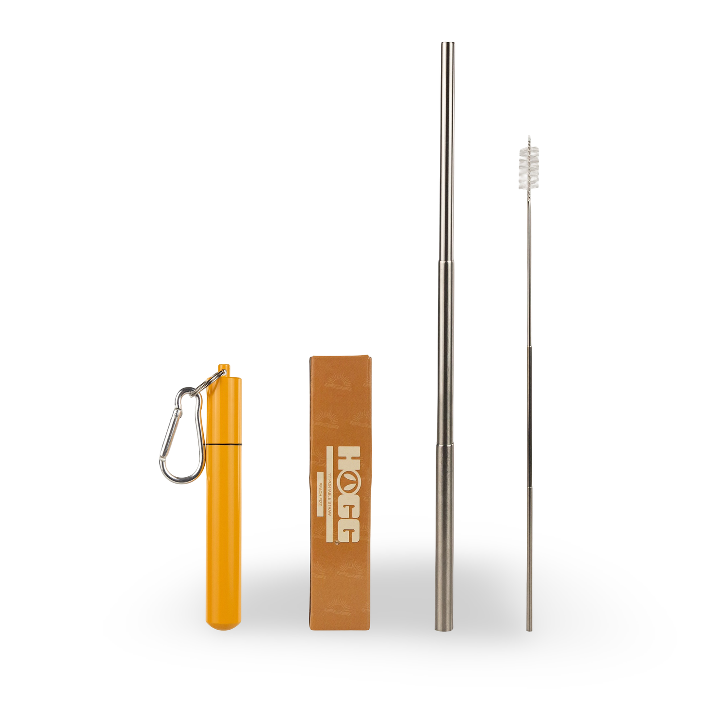 Collapsable Metal Straw Keychain w/ Cleaner