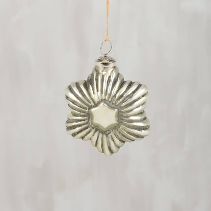 Silver Star Glass Ornament