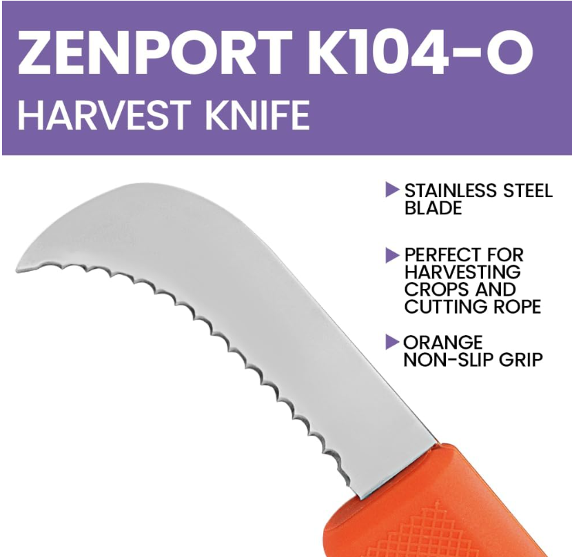 Zenport Harvest Utility Knife 3-Inch Blade