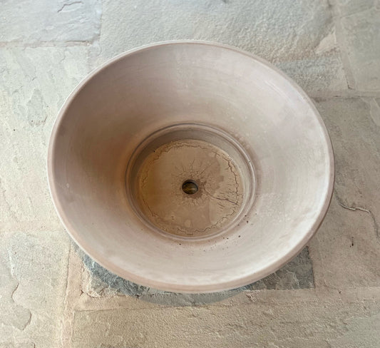 Low Bowl Planter w/ Drainage - Grey Terracotta